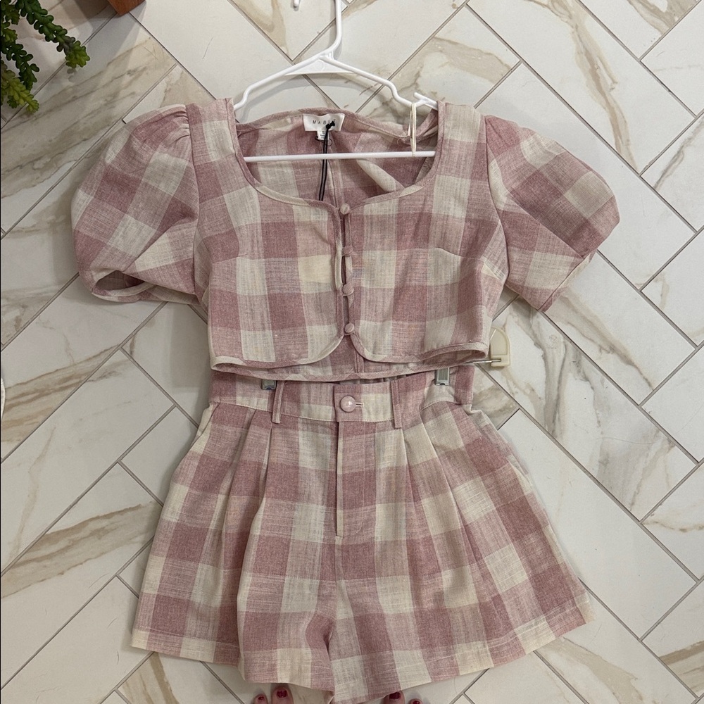 Plaid Pink and Cream Jumpsuit
